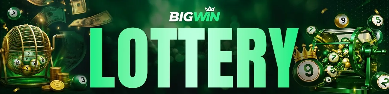 BIGWIN lottery banner with lottery balls and draw machine